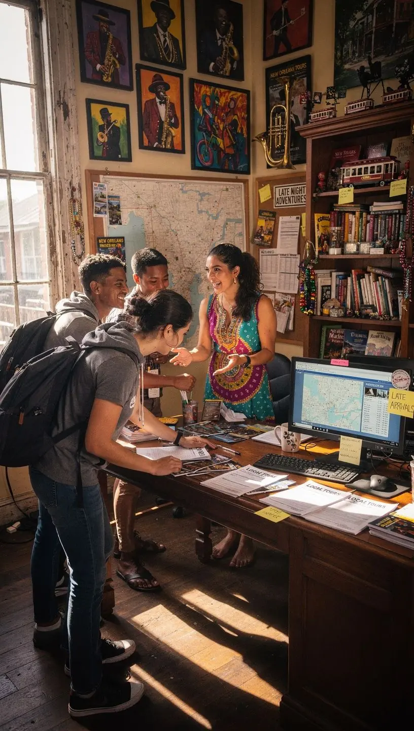 Planowanie miejskich atrakcji z mapą lokalnych transportów w tle.